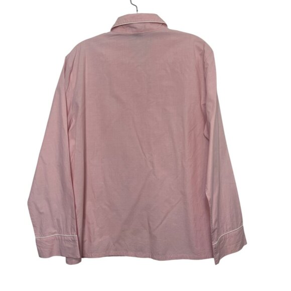 J Crew Front Button Pajama Shirt Womens Medium Pink Cotton Long Sleeves - Picture 2 of 8
